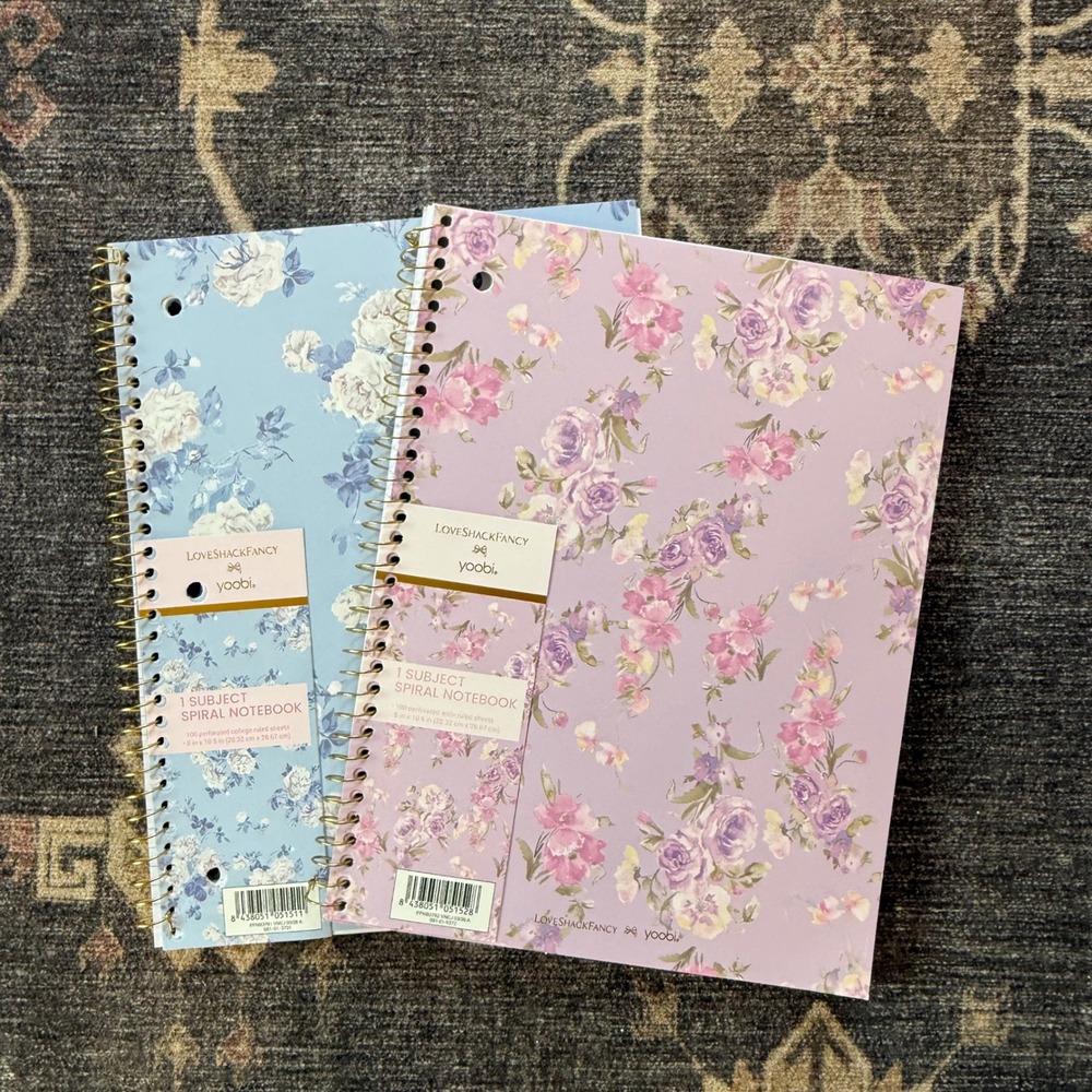 Love Shack Fancy Notebooks Set of 2 Floral College Ruled Spiral 100 Sheets NEW